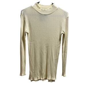 Simon Miller Women Rib Knit Ivory Neptune Long Sleeve Mock Neck Ribbed Top sz Sm